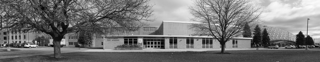 exterior image of Ogdensburg Free Academy in black and white