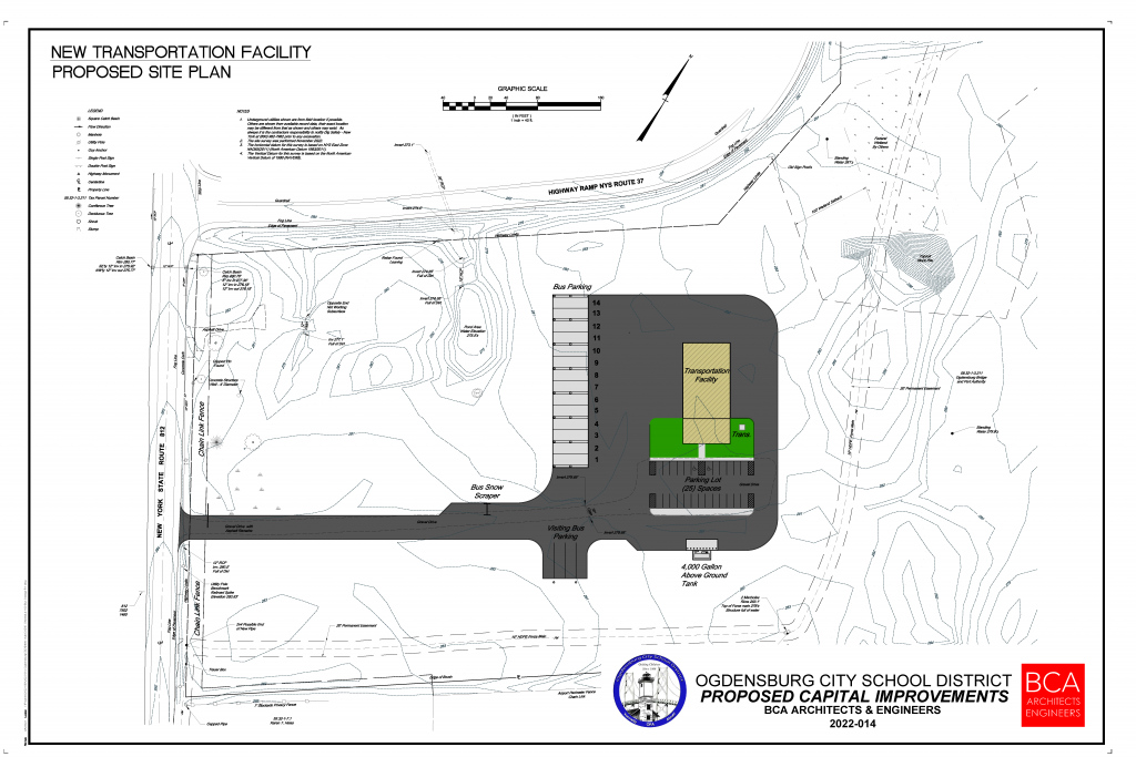 site plan for proposed construction of new transportation center
