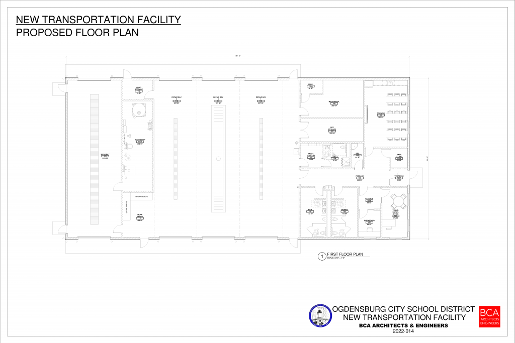 floor plan for proposed construction of new transportation center