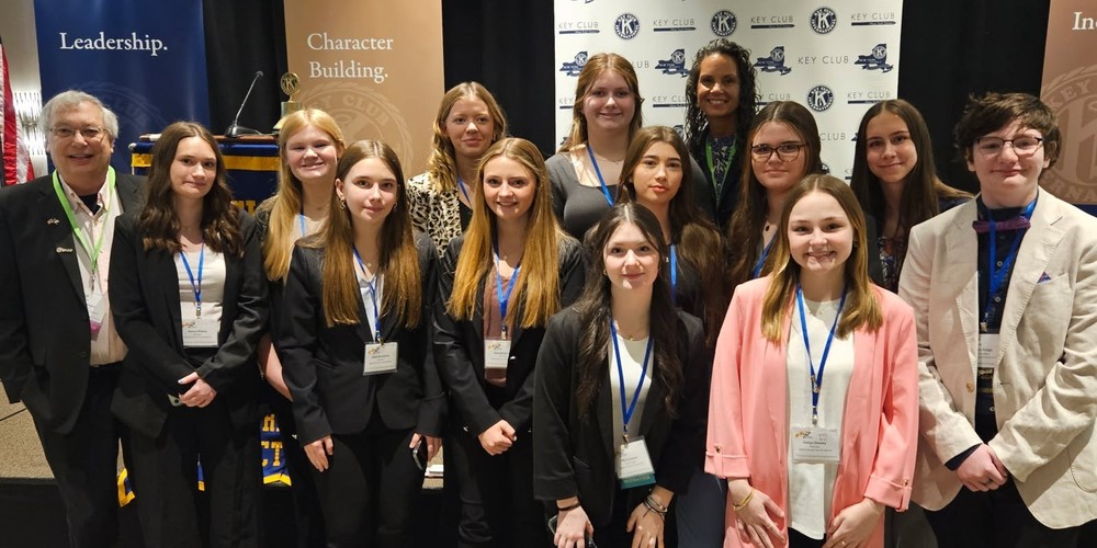 OFA Key Club members take group photo during award ceremony