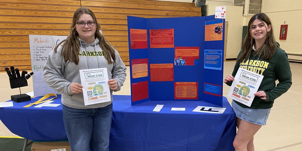 Jordyn Dobbs and Grace Jeneault with their award winning display