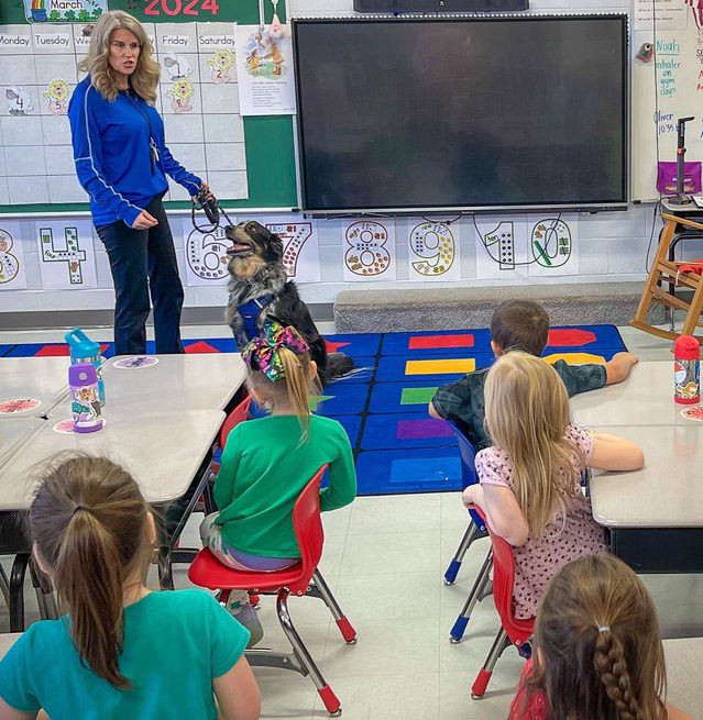 therapy dog in the classroom at Ogdensburg CSD