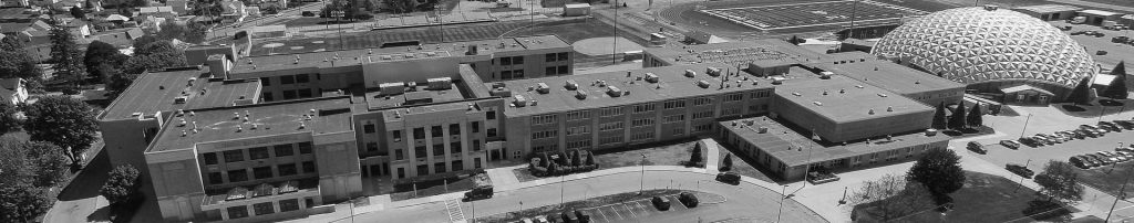 An areal view of the district offices and dome.