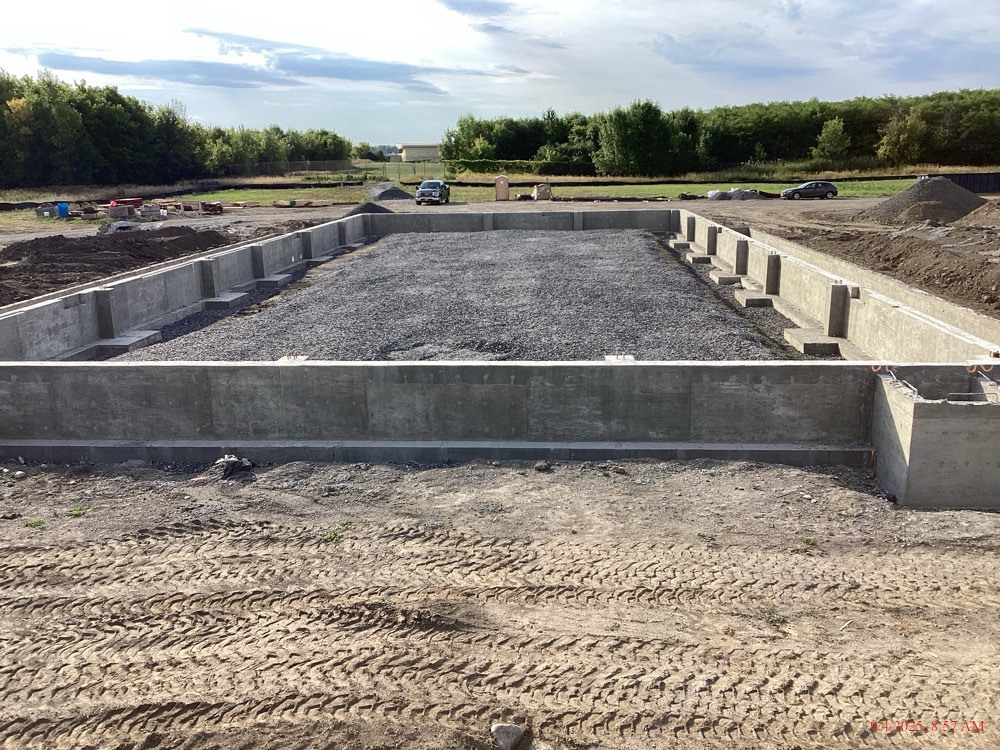 Foundation of a building ready for construction.